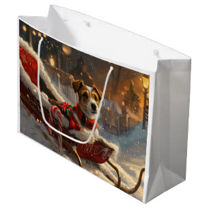Jack Russell Dog Christmas Festive Large Gift Bag