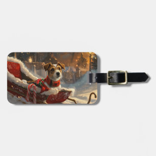 Jack Russell Dog Christmas Festive Luggage Tag