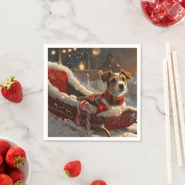 Jack Russell Dog Christmas Festive Napkin (Insitu)