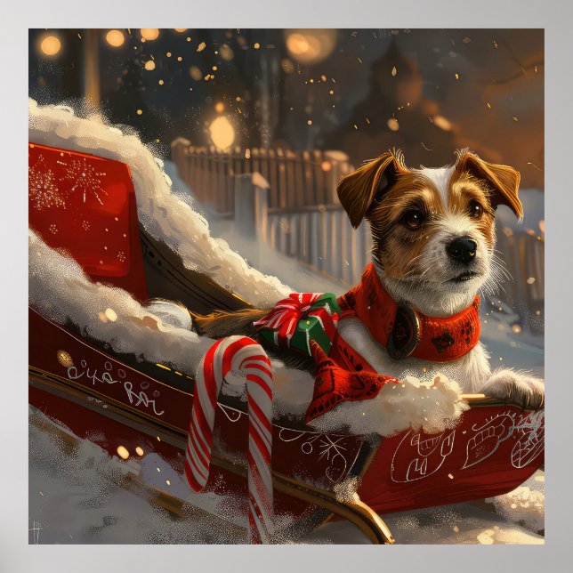 Jack Russell Dog Christmas Festive Poster (Front)