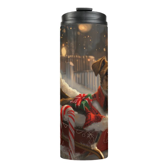 Jack Russell Dog Christmas Festive Thermal Tumbler (Front)