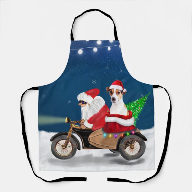 Jack Russell Dog Christmas Santa Claus  Apron (Front)