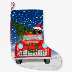 Jack Russell Dog Driving Car In Snow Christmas  Small Christmas Stocking