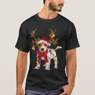 Jack russell Dog Gorgeous Reindeer Christmas Light T-Shirt