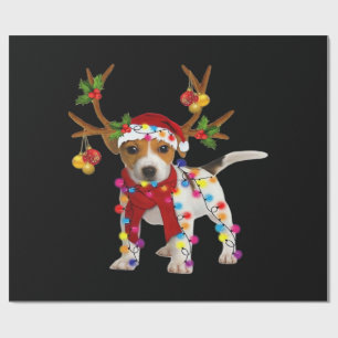 Jack russell Dog Gorgeous Reindeer Christmas Light Wrapping Paper