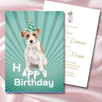 Jack Russell Dog Happy Birthday Party Invitation