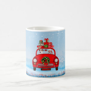 Jack Russell  Dog In Car With Santa Claus  Coffee Mug
