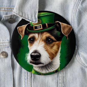 Jack Russell Dog in St. Patrick's Day Dress  6 Cm Round Badge