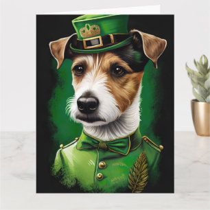 Jack Russell Dog in St. Patrick's Day Dress Card
