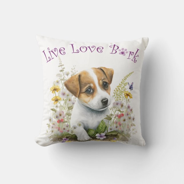 Jack Russell Dog Mum Floral Cushion (Front)