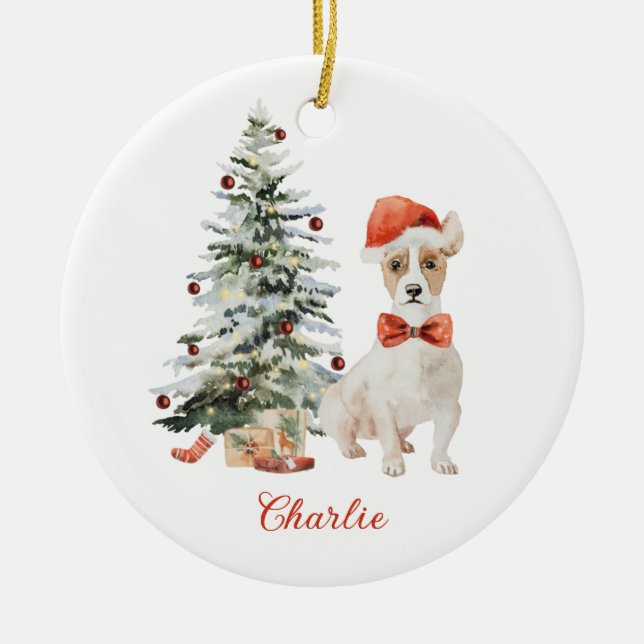 Jack Russell Dog Personalised Christmas Ornament (Front)