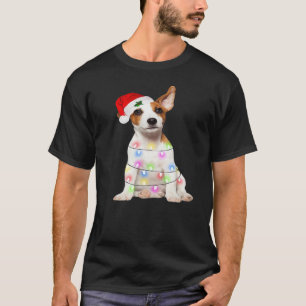 Jack Russell dog Santa Christmas Tree Lights Xmas  T-Shirt