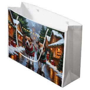 Jack Russell Dogs Christmas Snow Holiday Large Gift Bag