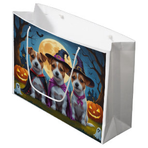 Jack Russell Dogs Pumpkin Halloween Funny Large Gift Bag