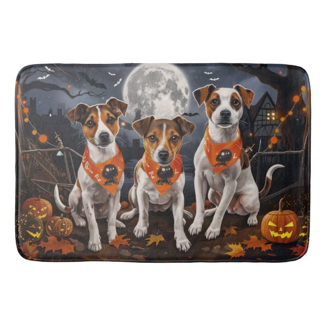 Jack Russell Halloween Spooky Bath Mat (Front)