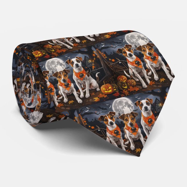 Jack Russell Halloween Spooky Tie (Rolled)