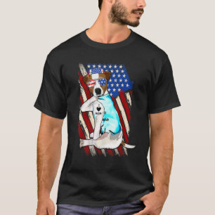 Jack Russell Has Tattoo I Love Dad Patriotic Usa F T-Shirt