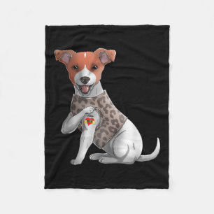 Jack Russell I Love Mum Tattoo Dog Shirt Funny Mot Fleece Blanket