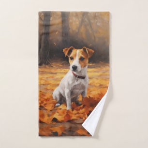 Jack Russell in Autumn Leaves Fall Inspire Bath Towel Set