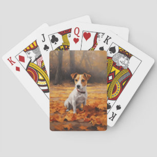 Jack Russell in Autumn Leaves Fall Inspire Playing Cards