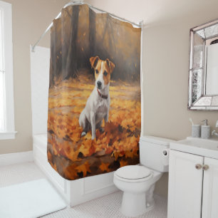 Jack Russell in Autumn Leaves Fall Inspire Shower Curtain