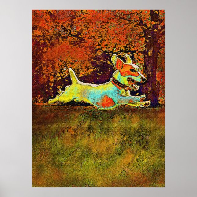 jack russell in autumn woods poster (Front)
