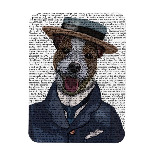 Jack Russell in Boater 2 Magnet (Vertical)