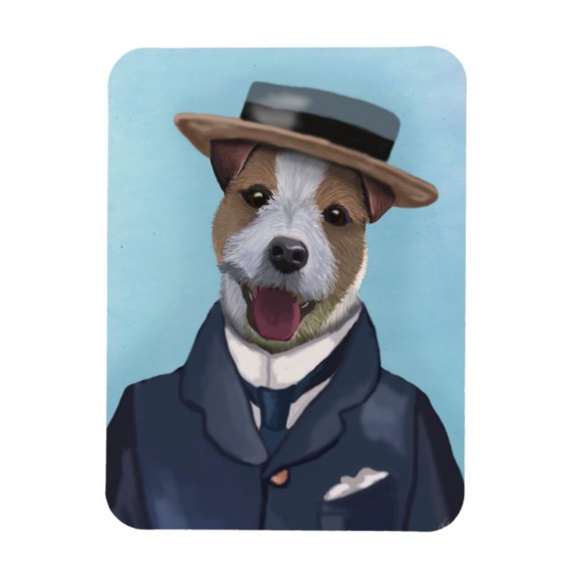 Jack Russell in Boater Magnet (Vertical)