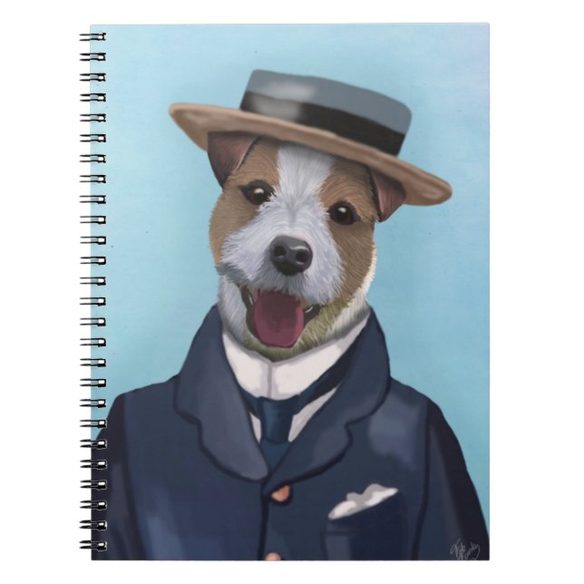 Jack Russell in Boater Spiral Notebook (Front)