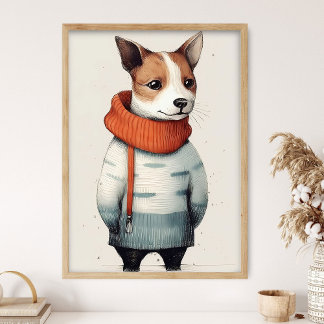 Jack Russell in Sweater Print, Funny Dog Decor