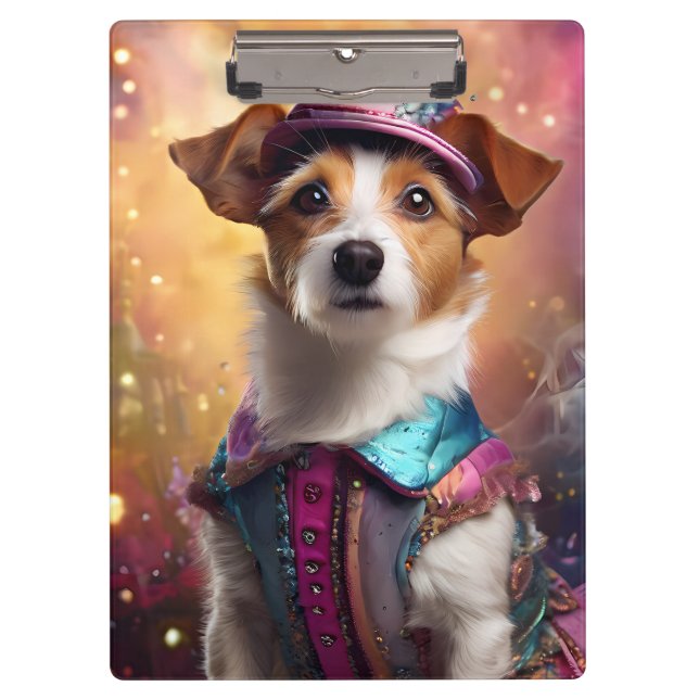 Jack Russell in Vibrant Costume Clipboard (Front)