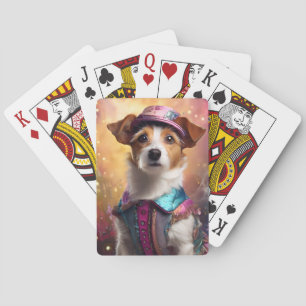 Jack Russell in Vibrant Costume Playing Cards