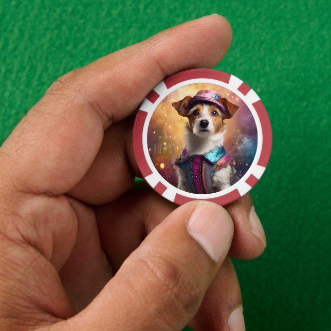  Jack Russell in Vibrant Costume Poker Chips (Hand)