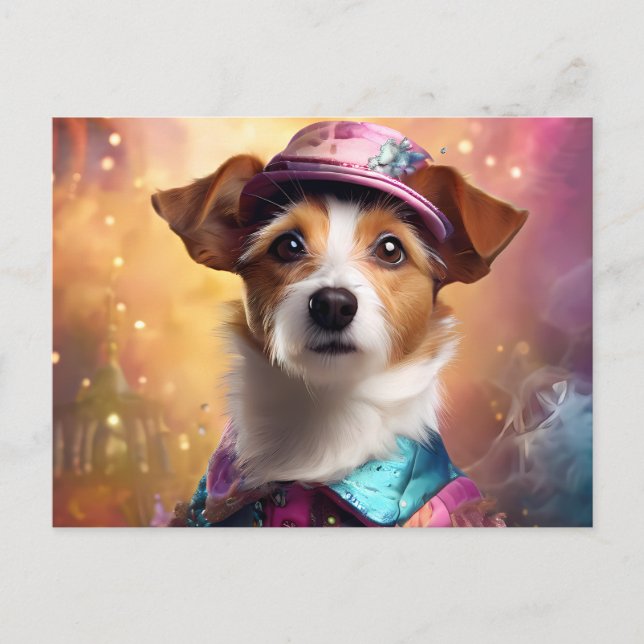  Jack Russell in Vibrant Costume Postcard (Front)