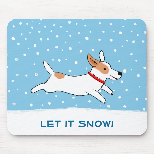 Jack Russell Let it Snow Dog Winter Holiday Mouse Pad (Front)