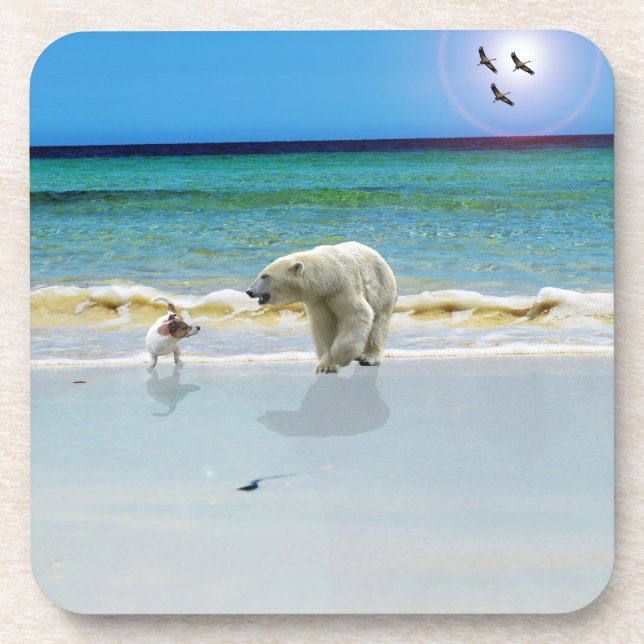 Jack Russell Meet Polar Bear, Coaster Set (Front)