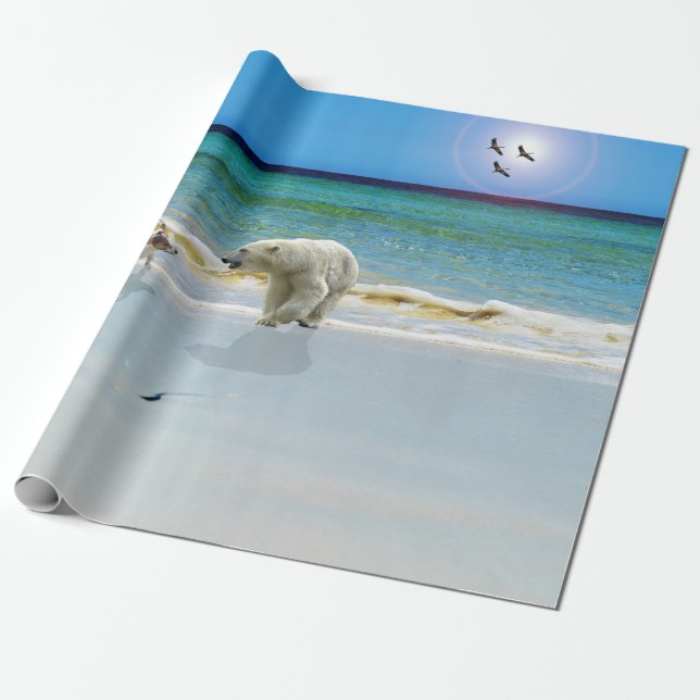 Jack Russell Meet Polar Bear, Wrapping Paper (Unrolled)