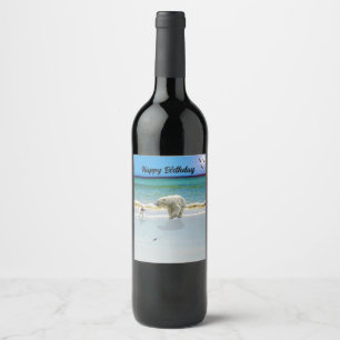 Jack Russell Meets Polar Bear, Birthday Wine Label