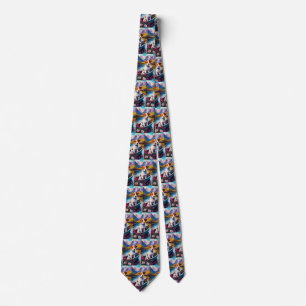 Jack Russell on a Paddle: A Scenic Adventure Tie