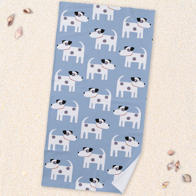 Jack Russell Parson Terrier Dog Pattern Beach Towel (Parson Jack Russell Terrier dog fun animal art beach towel)