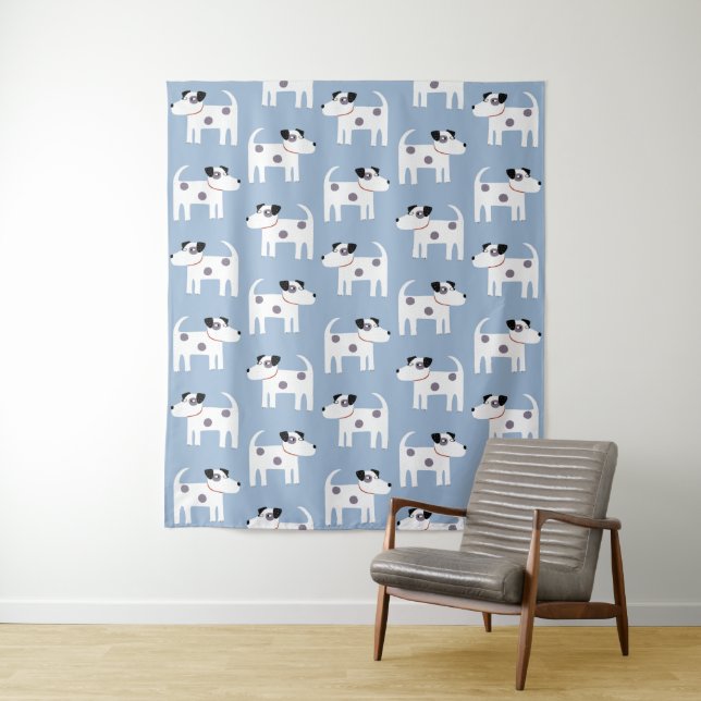 Jack Russell Parson Terrier Dog Pattern Tapestry (In Situ)