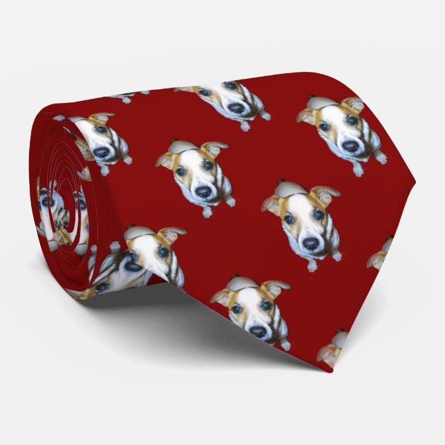 Jack Russell Pattern Tie (Rolled)