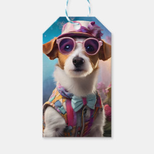  Jack Russell, Pink glasses and pink hat Gift Tags