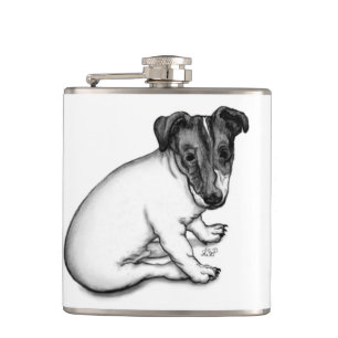 Jack Russell Puppy 10 weeks old Hip Flask