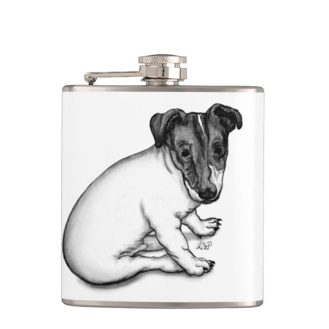 Jack Russell Puppy 10 weeks old Hip Flask (Front)