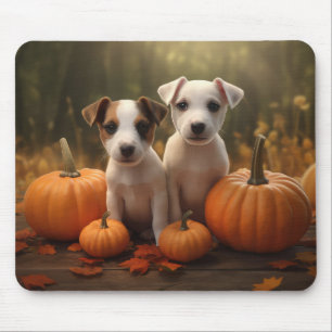 Jack Russell Puppy Autumn Delight Pumpkin Mouse Pad