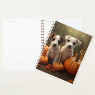 Jack Russell Puppy Autumn Delight Pumpkin Planner