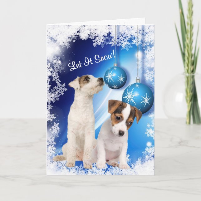 Jack Russell Puppy Let It Snow - Customise It! #2 Holiday Card (Front)
