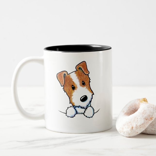 Jack Russell Puppy Two-Tone Coffee Mug (With Donut)