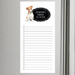 Jack Russell Shopping List Magnetic Notepad<br><div class="desc">Adorable things to fetch Jack Russell dog with a black chalkboard frame personalised with your name.</div>